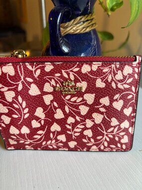 Coach Mini Skinny ID Case | Love Leaf Print | Red | Gold Hardware